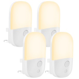 Plug in Night Light with Dusk to Dawn Photocell Sensor, 4 Pack Night Light Plug in Walls with 5 Levels Brightness Adjustable LED Night Light, Night Light Kids for Children's Room, Bedrooms, Stairs