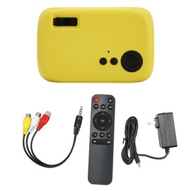 M24 Mini Portable Projector Multifunction 360 Degree Surround Sound Home Theater Video Projector 100‑240V Yellow US Plug