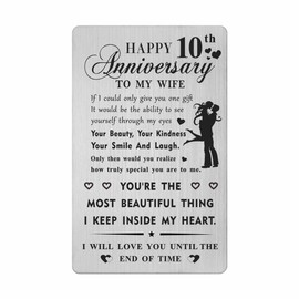 HYHYDHP 10th Wedding Anniversary Card Gifts for Wife - Happy 10 Year Anniversary Card for Her Women