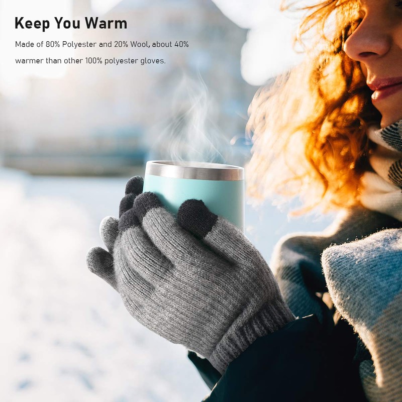 Vgogfly Winter Knit Gloves Warm Full Fingers Men Women with