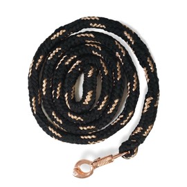 Lead Rope Horse with Panic Hook Rose Gold Horse Knitting Length 2 m Many Colours with Glitter (Black/Gold)