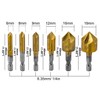 Bestgle 6Pcs 1/4" Countersink Drill Bit Set 5 Flute 82