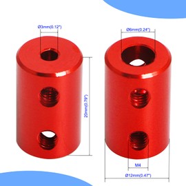 Aopin 3mm to 6mm Red Rigid Couplings Set Screw Shaft Stepper Motor, Length 20mm / 0.79" Motor Coupler Connector Rigid with for 3D Printer, RC Robot, Car Model Shaft, CNC Machine, DIY Encoder 4 Pcs