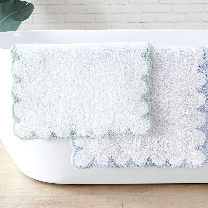 Peri Home Scallop Bath Rug Blue
