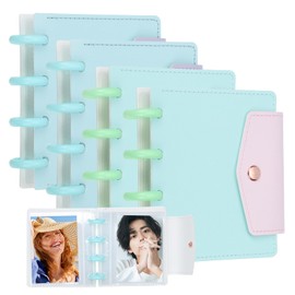 PATIKIL 3.5 Inch Removable Kpop Photocard Holder Book, Set of 2 Photocard Binder Button Design with for Picture, Photo, ID, Napa Green + Blue