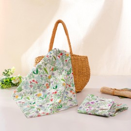 HOULIFE Floral Handkerchiefs for Women, Soft Cotton Vintage Ladies Flower Printing Hankies for Wedding Party Assorted Colors (Flower B-8pcs)