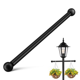 ULTECHNOVO Lamp Post Cross Arm - 16 Inch Steel Lamp Post Cross Bar Ladder Rest with Removable Knobs - CrossArm Replacement for Outdoor Poles Light, Black