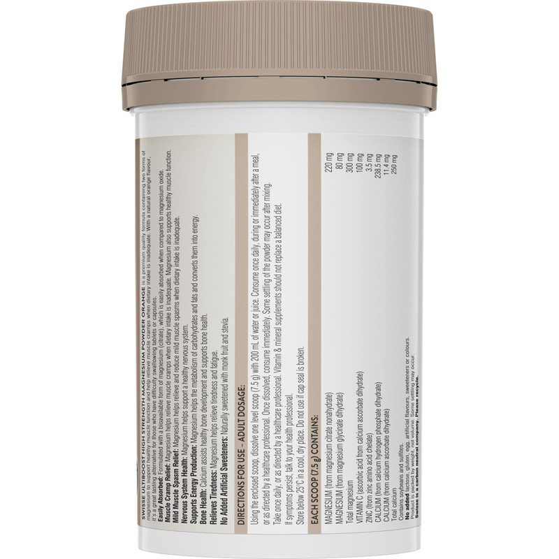 Swisse Ultiboost High Strength Magnesium Powder Orange, 180g