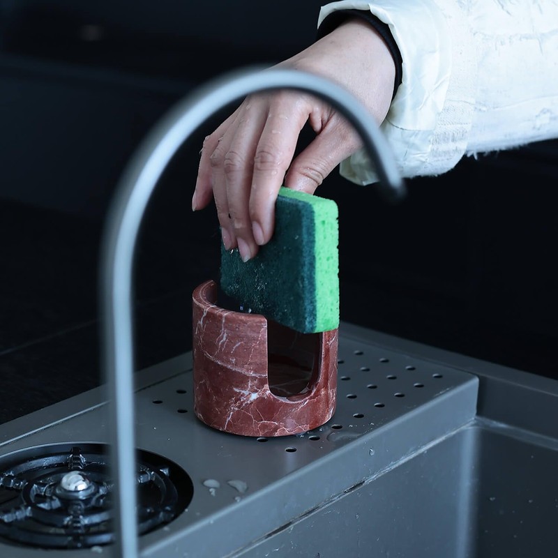 JIMEI Travertine Marble Sponge Holder for Kitchen Counter - Natural