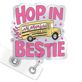 Funny Badge Reel, Struggle Bus Badge Reels, Retractable Holder Glitter with Alligator Clip for Radiology Orthopedics X-Ray Nurse Nursing Student RN CNA LPN Medical Worker & Teacher