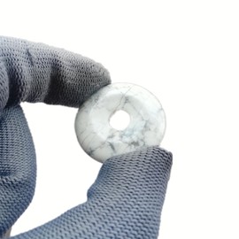 Sunshcat Natural White Howlite Turquoise Polishing Crystal Talisman and Donut,30mm Round Perforated Lucky Coin Protection Safety Buckle Crystals and Healing Stones Pendant(2 Pcs)