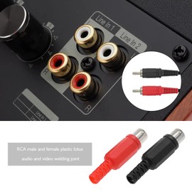 40PCS Solder RCA Plug Adapter Audio Video Connector Replacement RCA Male and Female Plug Jack (10 Red/Black Male & 10 Red/Black Female)