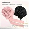 Satin Sleep Bonnet with Bow, Elastic Hair Cap, Black, Black,
