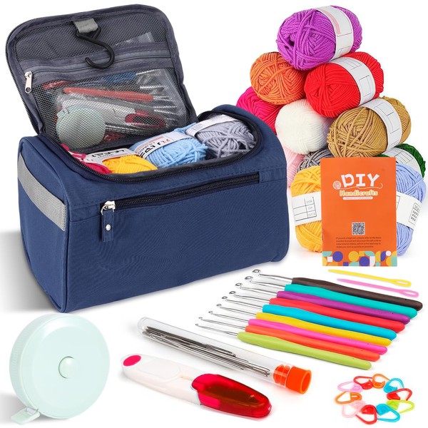Crochet Kit Set, 2.0-9.0 MM Ergonomic Crochet Hooks with Long