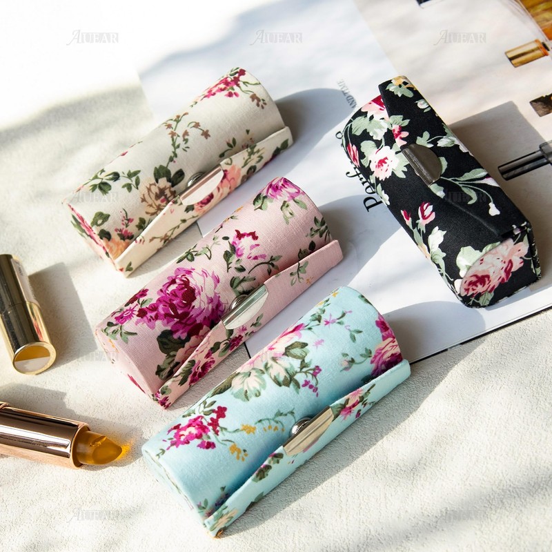AUEAR, 4 Pack Floral Lipstick Case with Mirror for Purse