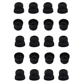 Zotech 20 Pcs Large Silicone Replacement Ear Buds Tips (Black) (Double Flange)