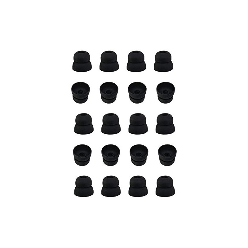 Zotech 20 Pcs Large Silicone Replacement Ear Buds Tips (Black)