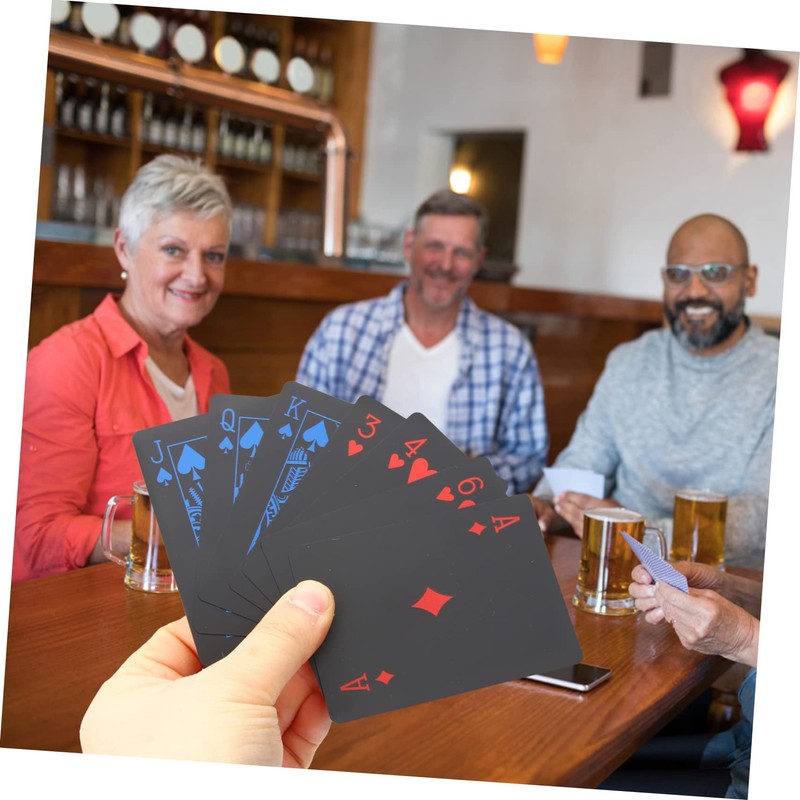 Gatuida 2 Boxes Portable Poker Playing Cards Black PVC Deck