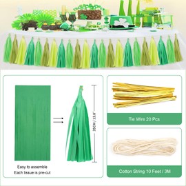 jijAcraft Pack of 20 Green Paper Garlands, Party Garlands, Decorative Banner Paper Hanging Decorations for St. Patrick's Day, Baby Shower, Carnival Hawaiian Party