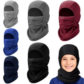 6 Pcs Kids Balaclava Windproof Ski Mask Winter Hats for Kids Thermal Nylon Face Warmer for Cold Weather Boys and Girls (Dark Colors)