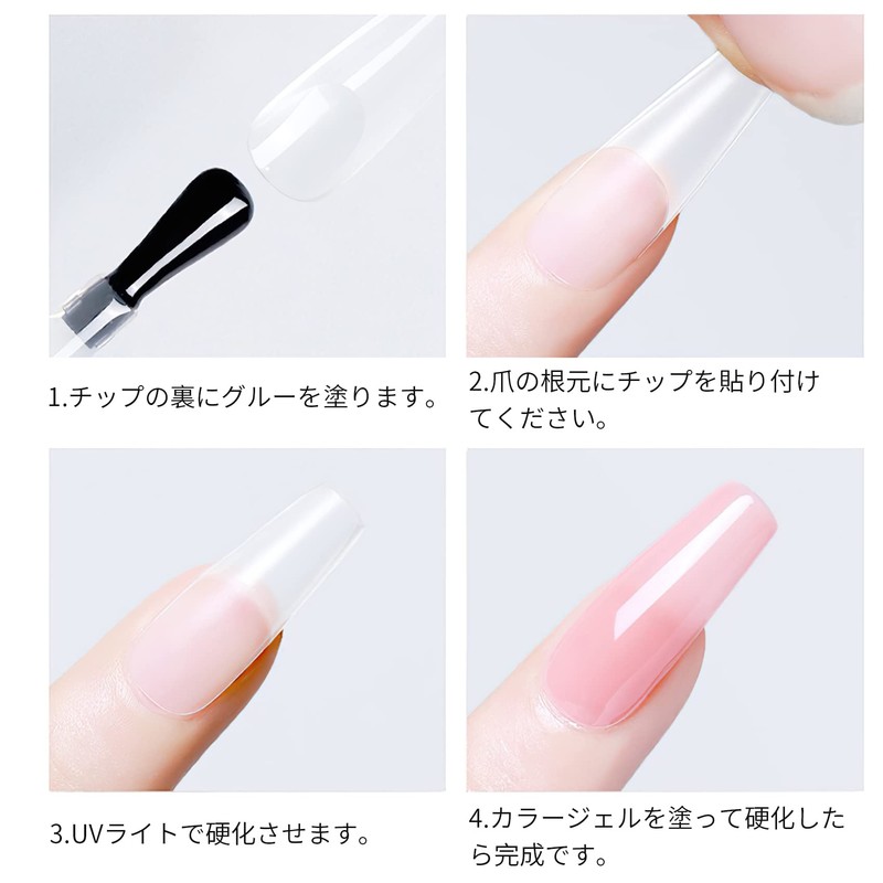 Annhua 240 Piece Set Nail Tips, Transparent, Almond, Clear Nail
