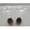 Pier 1 Crackle Glass Brown SET of 2 Champagne Flutes