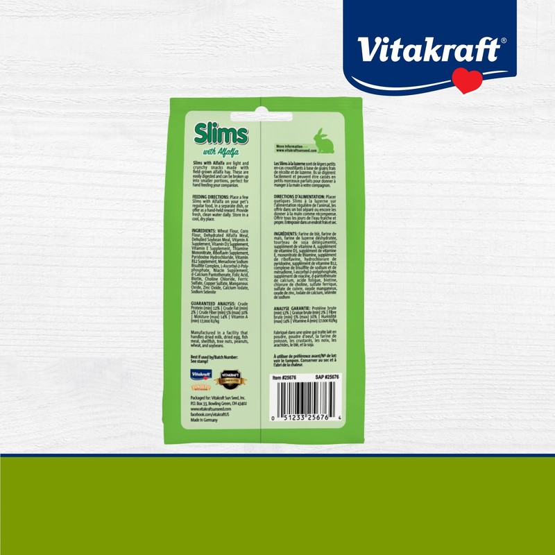 Vitakraft Slims with Alfalfa Rabbit, Guinea Pig & Small Animal