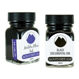 Monteverde 60ml Core Fountain Pen Ink Bottle (30ml Malibu Blue Ink Bottle G309MU, 30ml Black Documental Ink Bottle G309DB)
