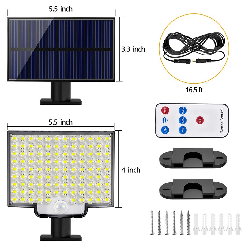 Solar Lights Outdoor, 106 LED 3000LM Solar Powered Motion Sensor