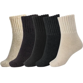 BomKinta Women Winter Solid Boots Socks Thick Warm Wool Socks Cozy Crew Socks for Women Christmas Gift, Black Cream Gray Beige Brown, Medium