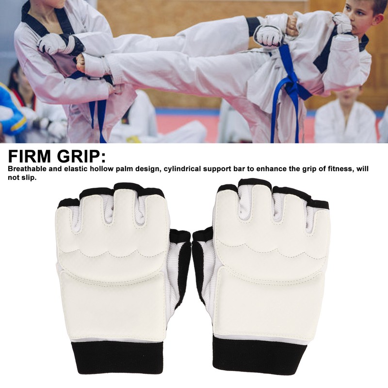 1 Pair Taekwondo Gloves Breathable Elastic Half Finger Kickboxing Boxing