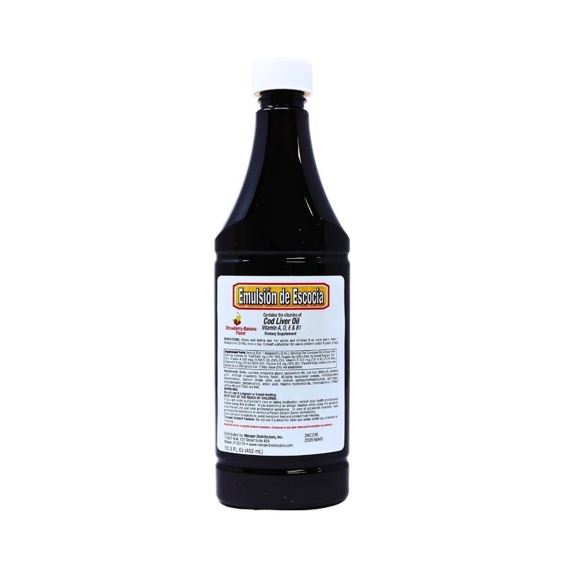 Emulsión de Escocia Cod Liver Oil – Strawberry-Banana Flavor –