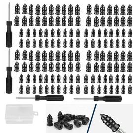 160PCS Tire Repair Rubber Nail Car Tire Repair Screw in Rubber Plug Nail Vacuum + 4pcs Screwdriver Tool w/Box For Car, Motorcycle, Truck, ATV, Jeep, Tractor Tire Puncture Repair