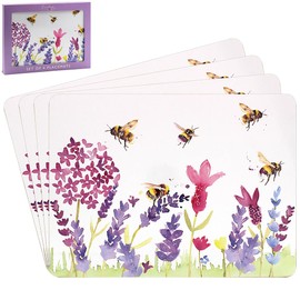 Lesser & Pavey Pack of 4 Table Place Mats | Place Mats for Table with British Designs | Lavender & Bees Table Mats for All Types of Kitchens - Jennifer Rose Gallery