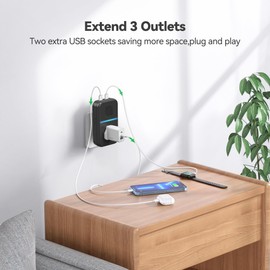 TECKNET Plug Through Wireless Doorbell with AC/USB Sockets, IP65 Waterproof Self-Powered Cordless Door Bells, 400M Range Plug in Door Bell Kits,60 Chimes,5-Level Volume&LED Light Flash