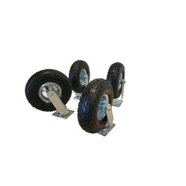 10" Pneumatic Air Casters Tire and Wheel Plate Caster Set (2 Swivel and 2 Fixed)