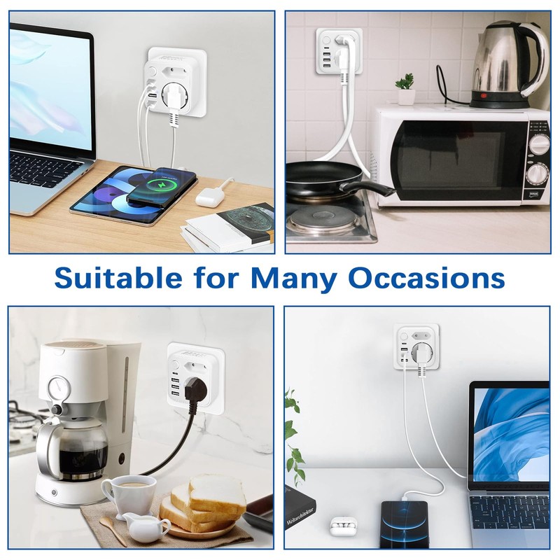 VMUTGA Double Plug for Socket, Multiple Socket Adapter with 3