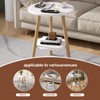 OERGKE Round End Table, Small Side Tables with Lower Shelf,