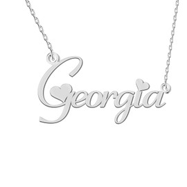 GR35Z9 Georgia Name Necklace Silver for Women Dainty Stainless Steel Initial Pendant Jewelry for Mom