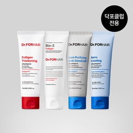 Dr.FORHAIR Best Shampoo 4-Type Kit 70ml - Korean Hair Care Travel Set with Folligen Thickening, Bio-3, Anti-Dandruff & Aero Cooling
