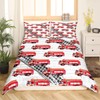 Manfei Fire Truck Duvet Cover Set Single Size, Red Fire