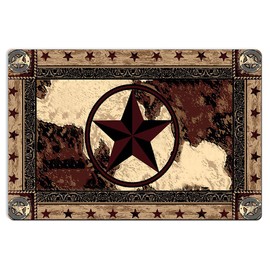 HommomH Bathroom Rugs Non Slip Black Bath Mats Super Absorbent Bath Mat for Bathroom, 24"x17"，Western Texas Star Brown, for Man Boy Teen