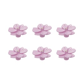 Savagrow 6Pcs Flower Shaped Drawer Knobs Single Hole Dresser Knobs Zinc Alloy Knobs, 1.57x0.83 Pink, with Mounting Screws