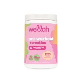 Wellah Pre-Workout + Creatine | Caffeine Supplement | 3g Creatine Monohydrate Per Serving | 200mg Natural Caffeine | 500mg L-Glutamine Per Serving | 30 Servings:_Orange Raspberry