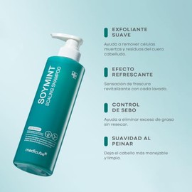 MEDICUBE Soymint Scaling Shampoo, Shampoo para Cuero Cabelludo con Menta, Soya, Niacinamida y Pantenol, Limpieza Profunda y Sensación Refrescante, 490