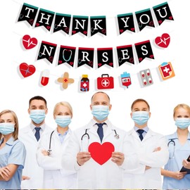 Thank You Nurse Banner for Nurse Appreciation Week Themed Party Supplies Decorations Thanks Nurse Backdrop Banner for Nursing School Party Decorations