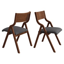 YOPTO Folding Wooden Chairs Set of 2 with Padded Seat,Portable Dining Chairs W/Ergonomically Designed Back and Cushion,for Dining Room,Restaurant,Kitchen,Office