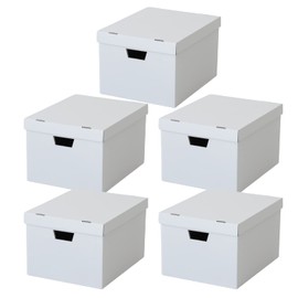 Toyo Case, A4 Storage Box, Set of 5, Width 13.0 x Depth 16.9 x Height 10.2 inches (33 x 43 x 26 cm), Cardboard Storage, File, Documents, Storage Case, Made in Japan (White)