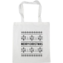 Hippowarehouse Merry elephant christmas Tote Shopping Gym Beach Bag 42cm x38cm, 10 litres