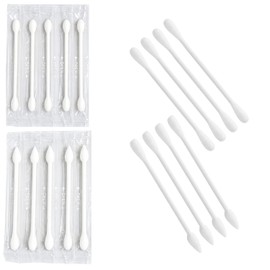 200 Pieces Biodegradable Cotton Buds, Double-Ended Cotton Swabs with Pointed & Round Tips, Paper Sticks, Individually Wrapped for Ear Cleaning, Makeup & Daily Use